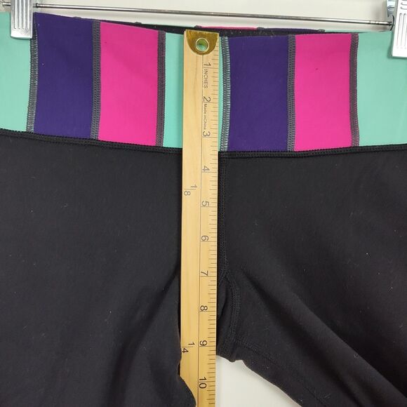 Lululemon Skinny Athletic Leggings Women's Size 6 Black w/ Colorful Waistband - Picture 4 of 10
